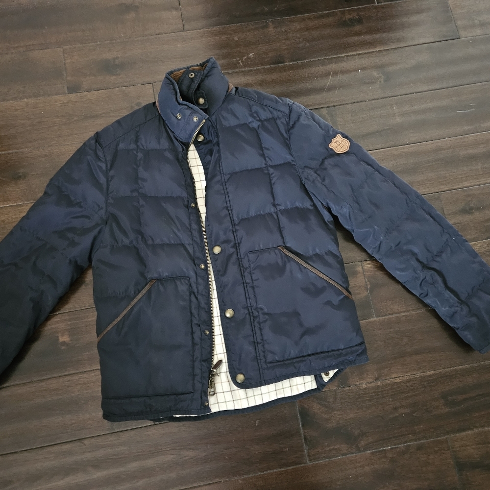 Navy blue fall Polo jacket Size Small ..gently worn